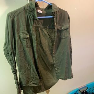 Women’s olive button up